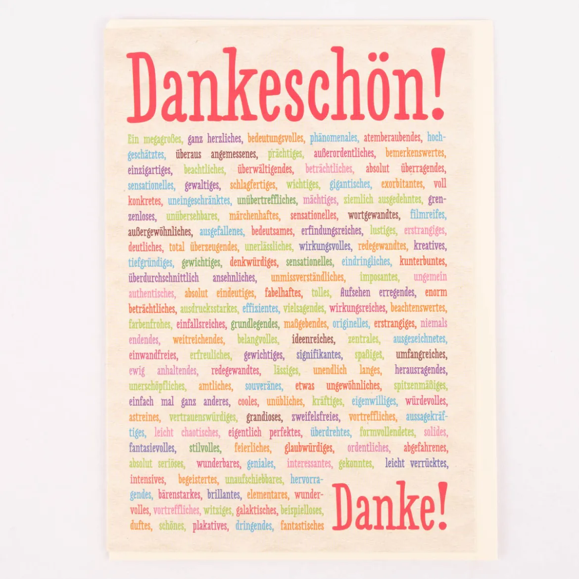 Grafik Werkstatt Doppelkarte Dankeschön! Adjektive beige bunt 12x17cm