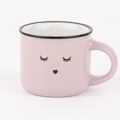 Grafik Werkstatt Espresso Tasse Vintage Gesicht mit Wimpern Frau rosa schwarz 95ml
