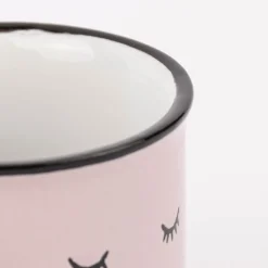 Grafik Werkstatt Espresso Tasse Vintage Gesicht mit Wimpern Frau rosa schwarz 95ml