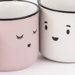 Grafik Werkstatt Espresso Tasse Vintage Gesicht mit Wimpern Frau rosa schwarz 95ml