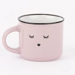 Grafik Werkstatt Espresso Tasse Vintage Gesicht mit Wimpern Frau rosa schwarz 95ml