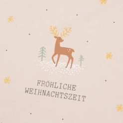 Grafik Werkstatt Geschenkbeutel aus Stoff Weihnachten Fröhliche Weihnachtszeit Hirsch beige 20x28cm