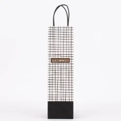 Grafik Werkstatt Geschenktüte Flaschentasche Glückwunsch Karo schwarz weiß 36x10x10cm