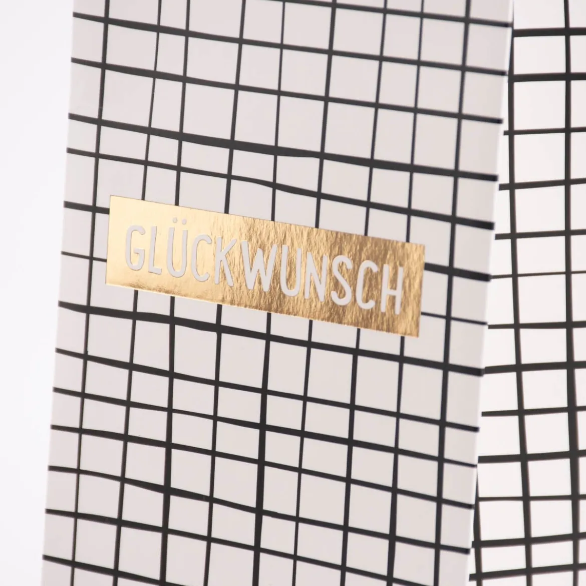 Grafik Werkstatt Geschenktüte Flaschentasche Glückwunsch Karo schwarz weiß 36x10x10cm