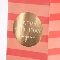 Grafik Werkstatt Geschenktüte Flaschentasche Happy Birthday to you Streifen rosa 36x10x10cm