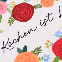 Grafik Werkstatt Geschirrtuch Rosen Kochen ist Liebe weiß bunt 45x68cm