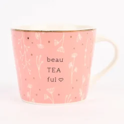 Grafik Werkstatt Goldtasse beaTEAful Blümchen rosa gold 420ml