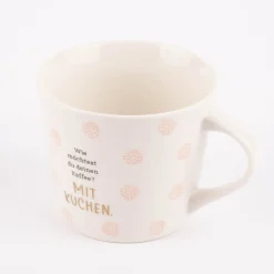Grafik Werkstatt Goldtasse Mit Kuchen Punkte weiß rosa goldfarbig 420ml