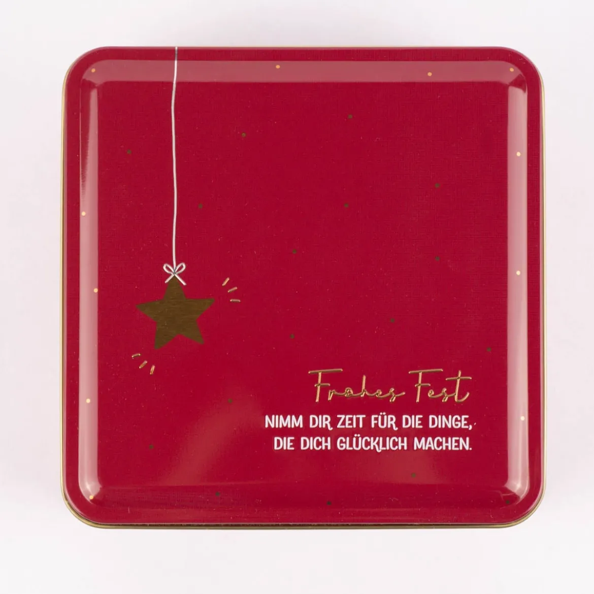 Grafik Werkstatt Keksdose Frohes Fest Stern dunkelrot goldfarbig 16x16x7cm