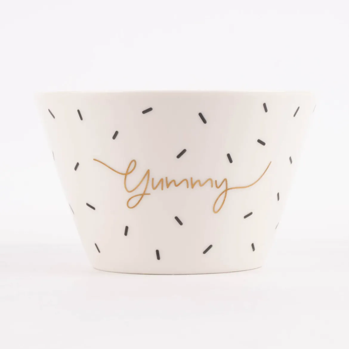 Grafik Werkstatt Müslischale Yummy Striche weiß schwarz goldfarbig 14x9cm