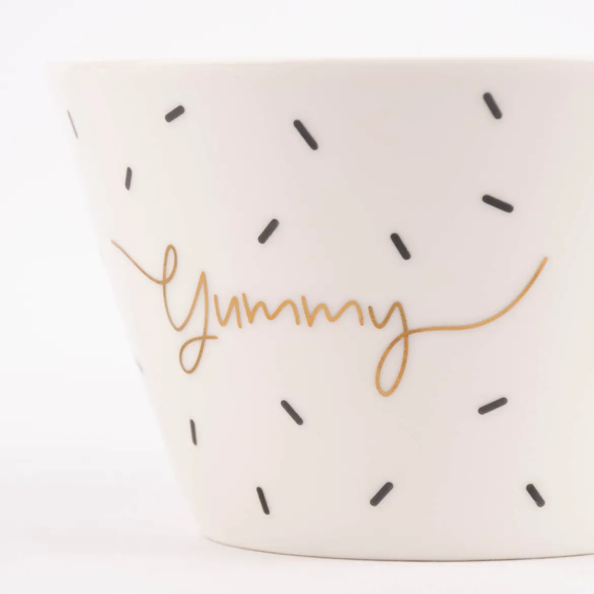 Grafik Werkstatt Müslischale Yummy Striche weiß schwarz goldfarbig 14x9cm