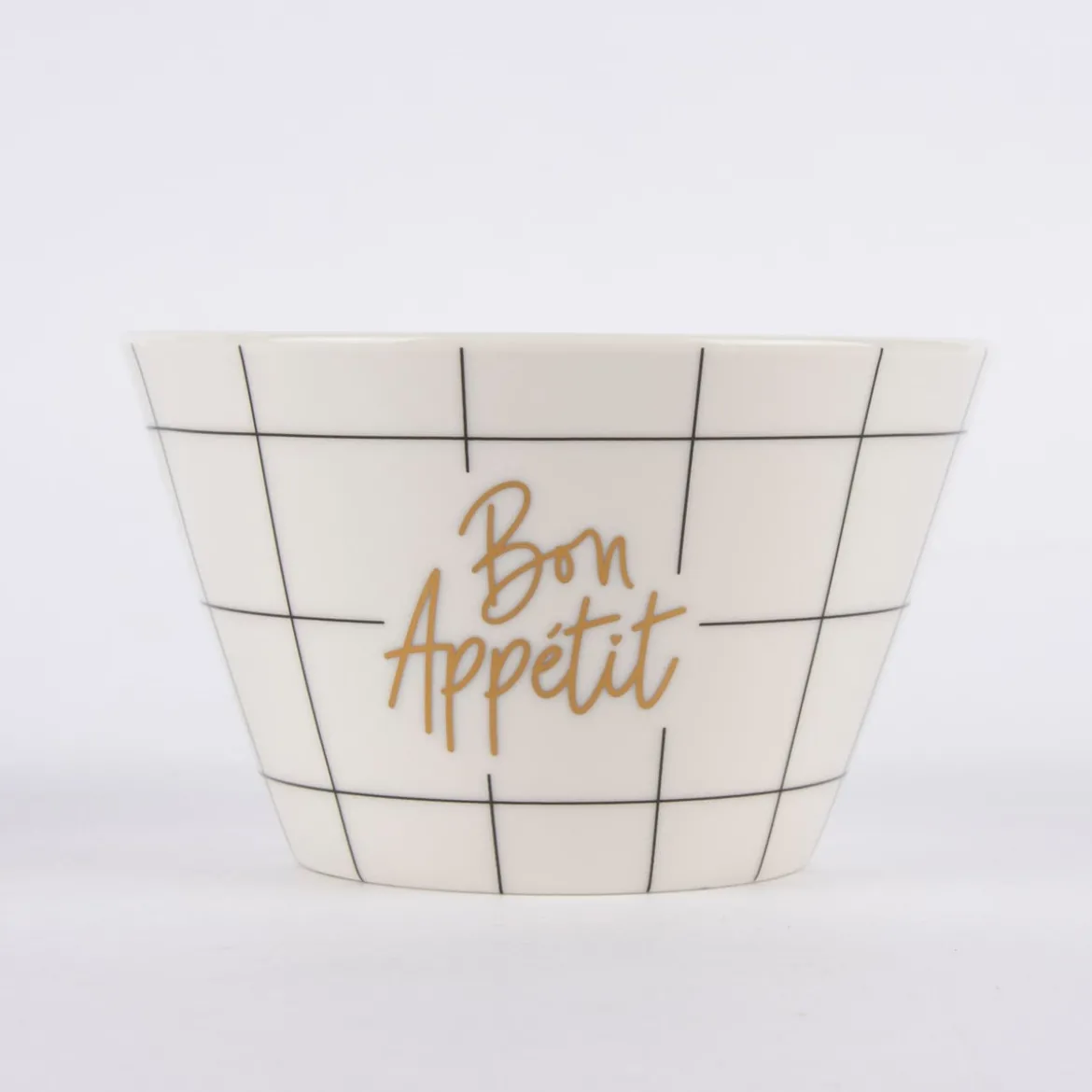 Grafik Werkstatt Müslischale Bon Appetit weiß goldfarbig 14x9cm