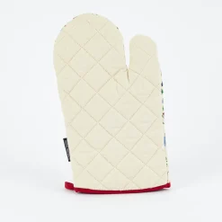 Grafik Werkstatt Ofenhandschuh Weihnachten Frohes Fest Geschenke Tannenzweige Zuckerstangen beige rot bunt 30x18cm