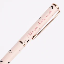 Grafik Werkstatt Premium Kugelschreiber I like you cherry much Kirschen rosa 13,5cm