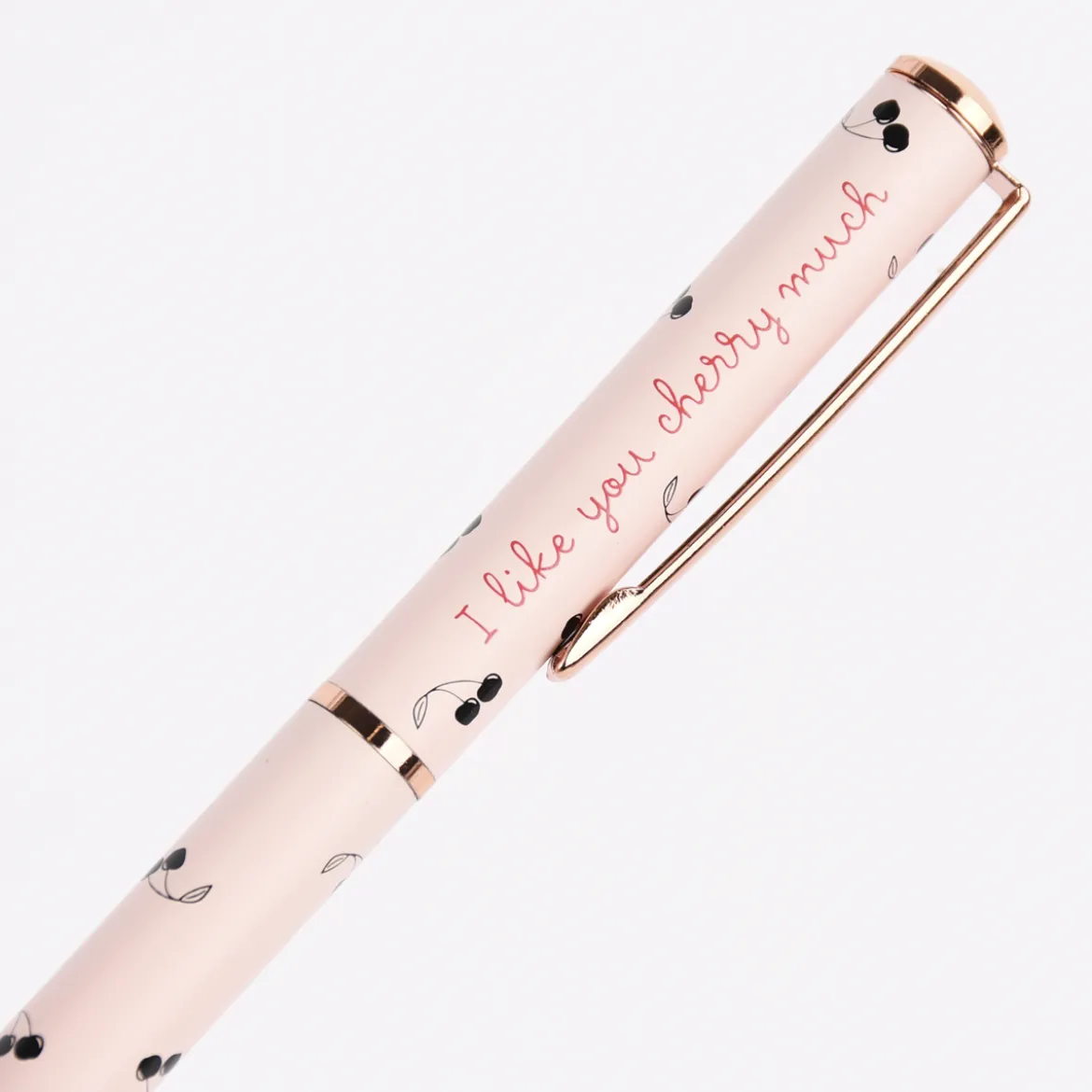 Grafik Werkstatt Premium Kugelschreiber I like you cherry much Kirschen rosa 13,5cm