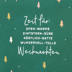 Grafik Werkstatt Schürze verstellbar Zeit für Weihnachten Tannenbäume dunkelgrün 66x85cm