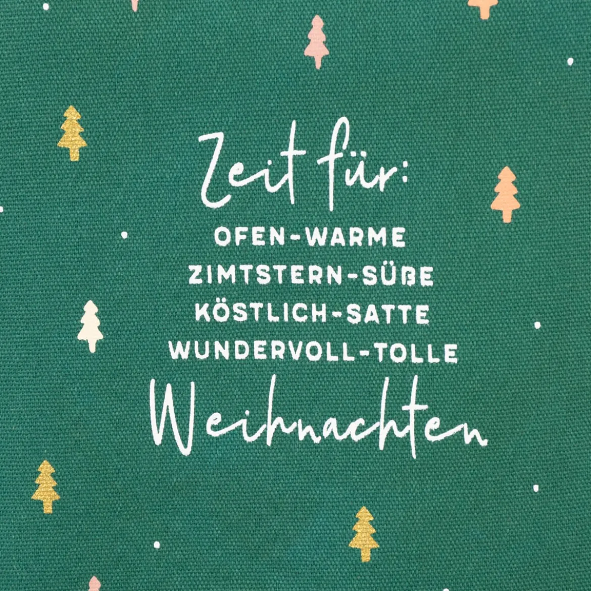 Grafik Werkstatt Schürze verstellbar Zeit für Weihnachten Tannenbäume dunkelgrün 66x85cm