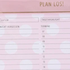 Grafik Werkstatt Tages To Do Notizblock Plan los rosa weiß goldfarbig 15x21cm