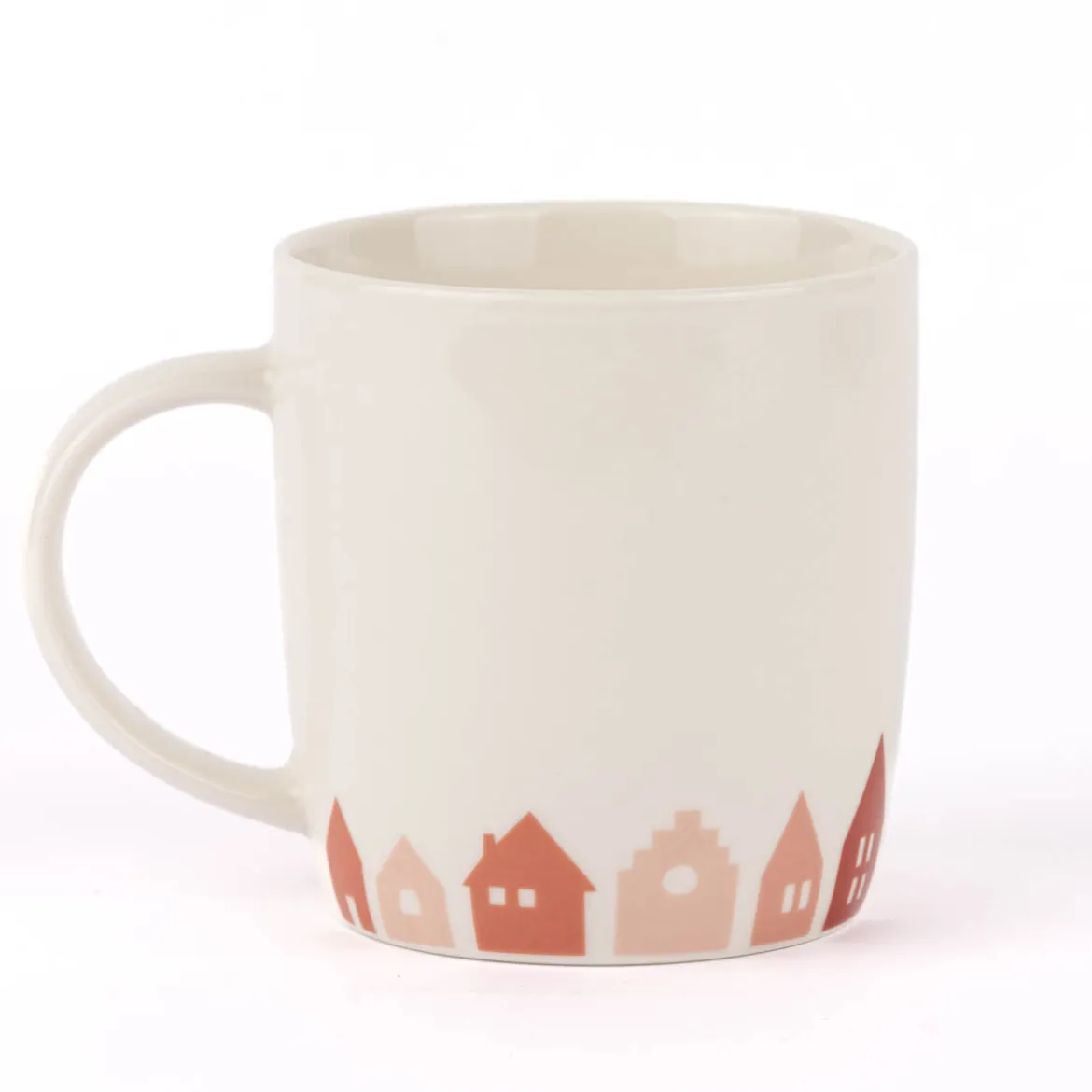 Grafik Werkstatt Tasse Gute Laune Zuhause bist du Häuser weiß terrakotta 300ml