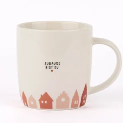 Grafik Werkstatt Tasse Gute Laune Zuhause bist du Häuser weiß terrakotta 300ml