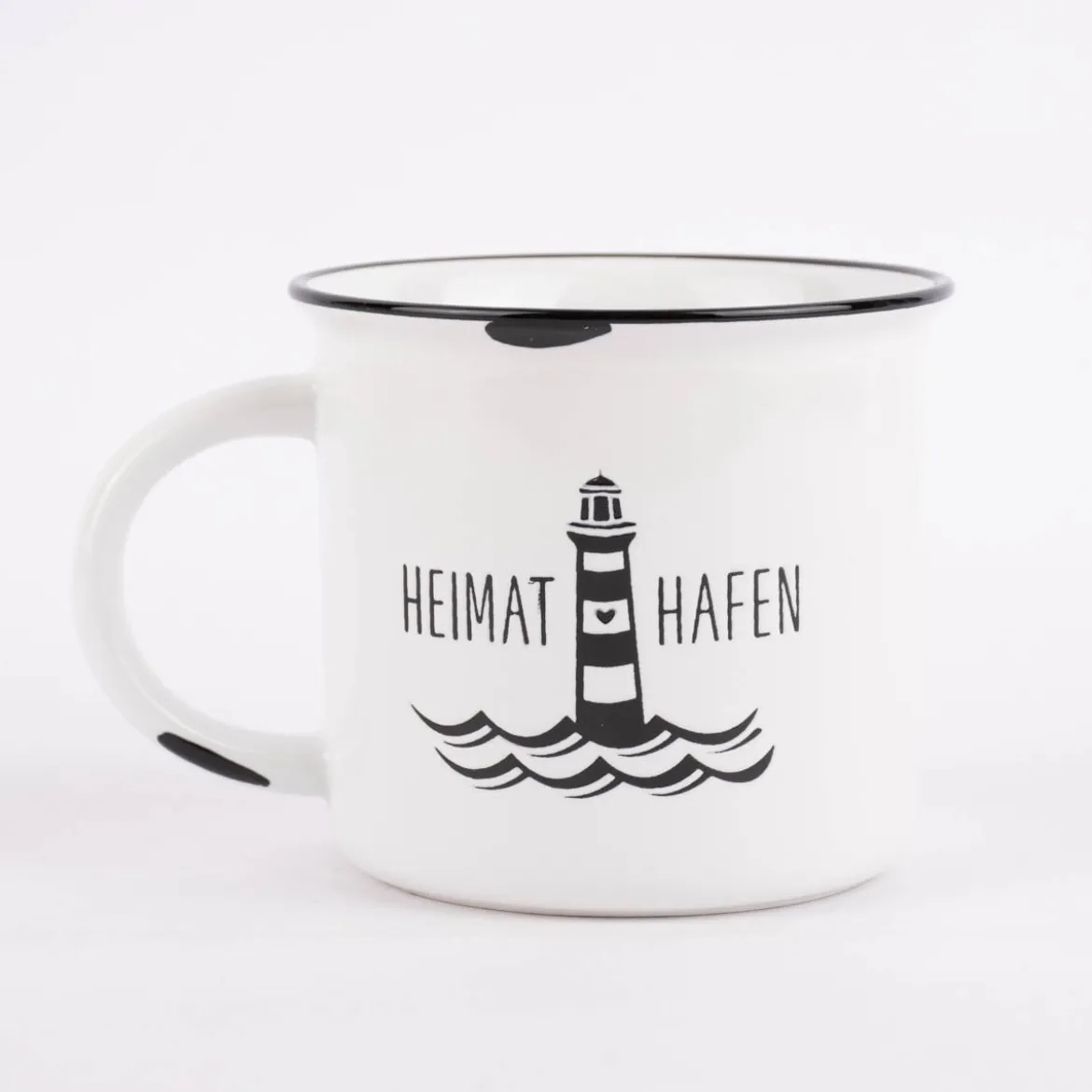 Grafik Werkstatt Tasse Vintage Heimathafen weiß schwarz 400ml