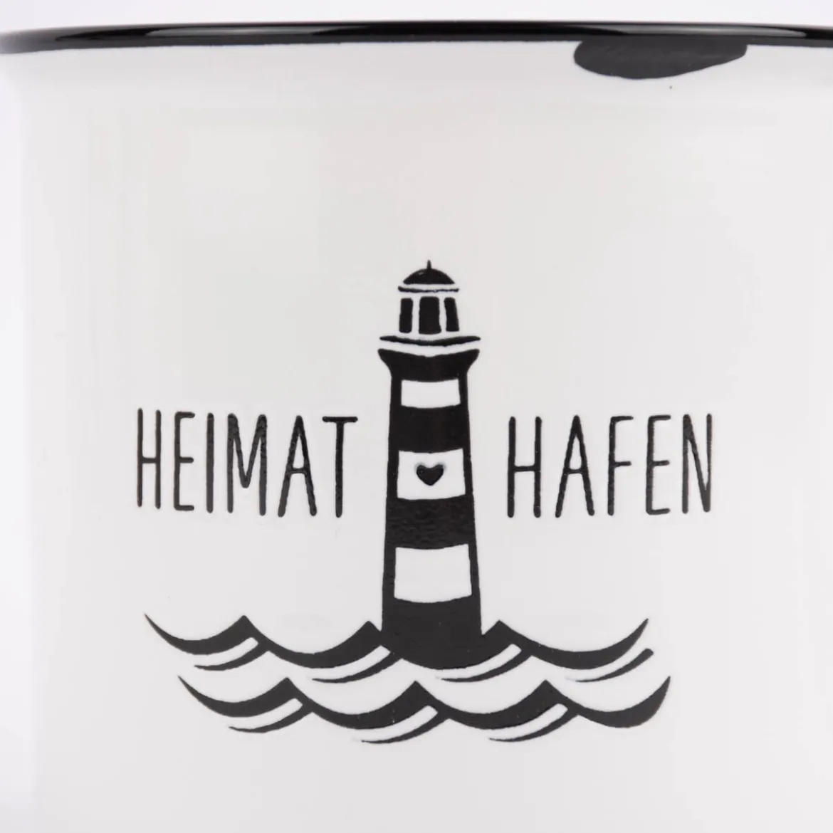 Grafik Werkstatt Tasse Vintage Heimathafen weiß schwarz 400ml