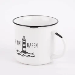 Grafik Werkstatt Tasse Vintage Heimathafen weiß schwarz 400ml
