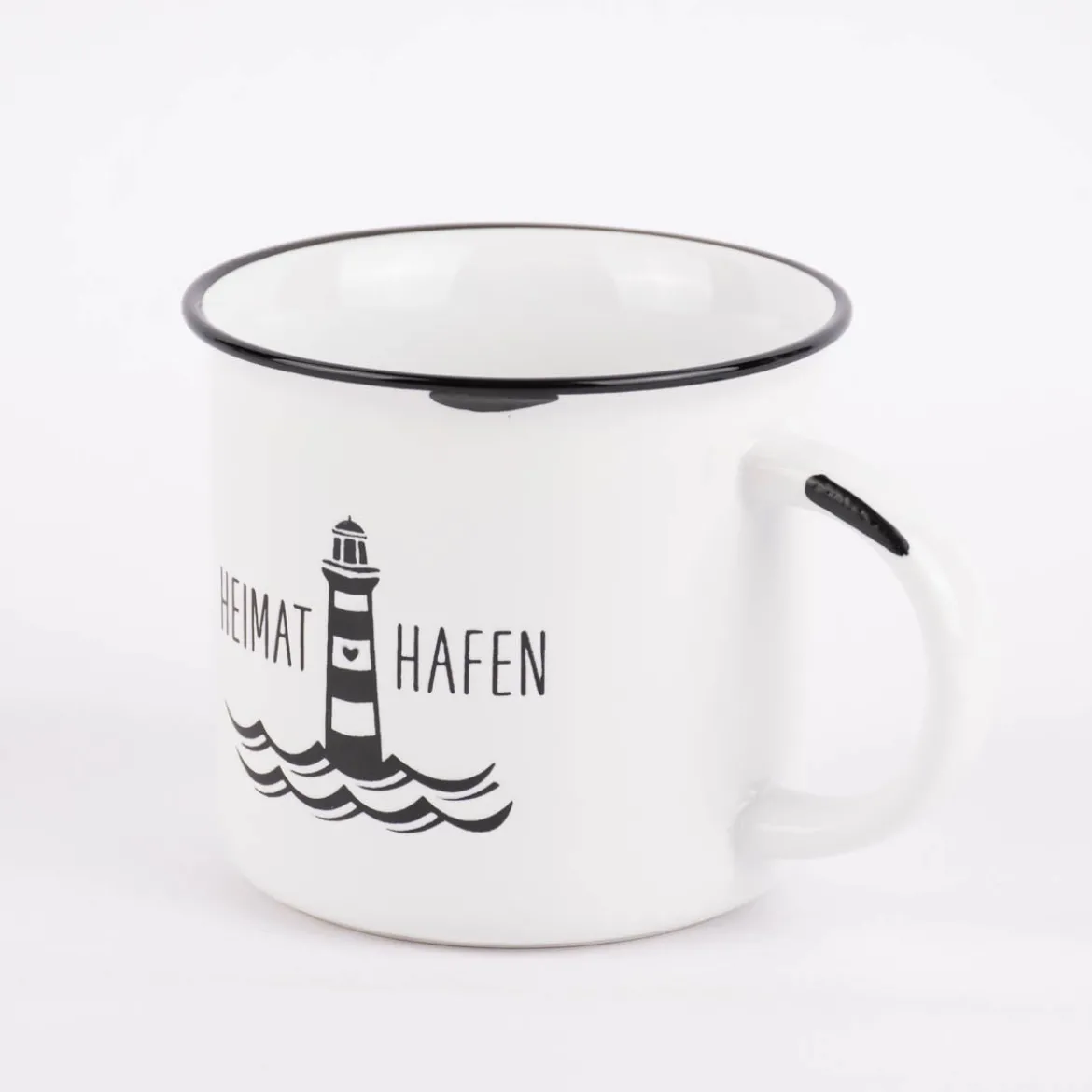 Grafik Werkstatt Tasse Vintage Heimathafen weiß schwarz 400ml