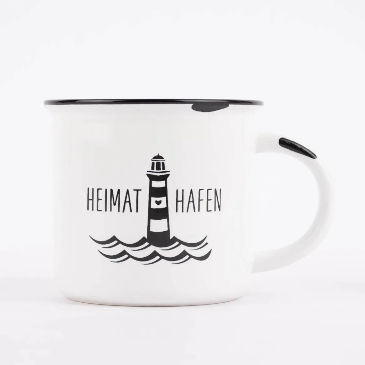 Grafik Werkstatt Tasse Vintage Heimathafen weiß schwarz 400ml