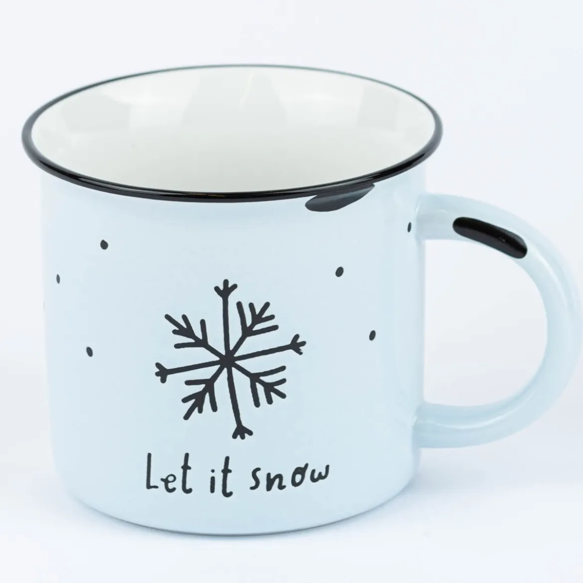 Grafik Werkstatt Tasse Vintage Weihnachten Let it snow hellblau schwarz 400ml