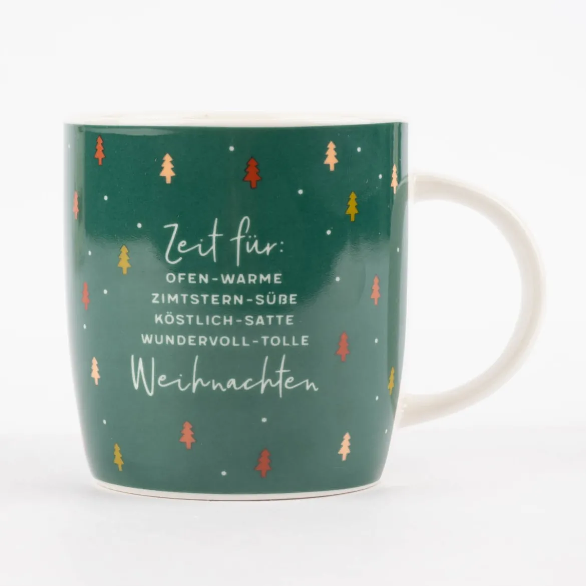 Grafik Werkstatt Tasse Zeit für Weihnachten Tannenbäume dunkelgrün 300ml