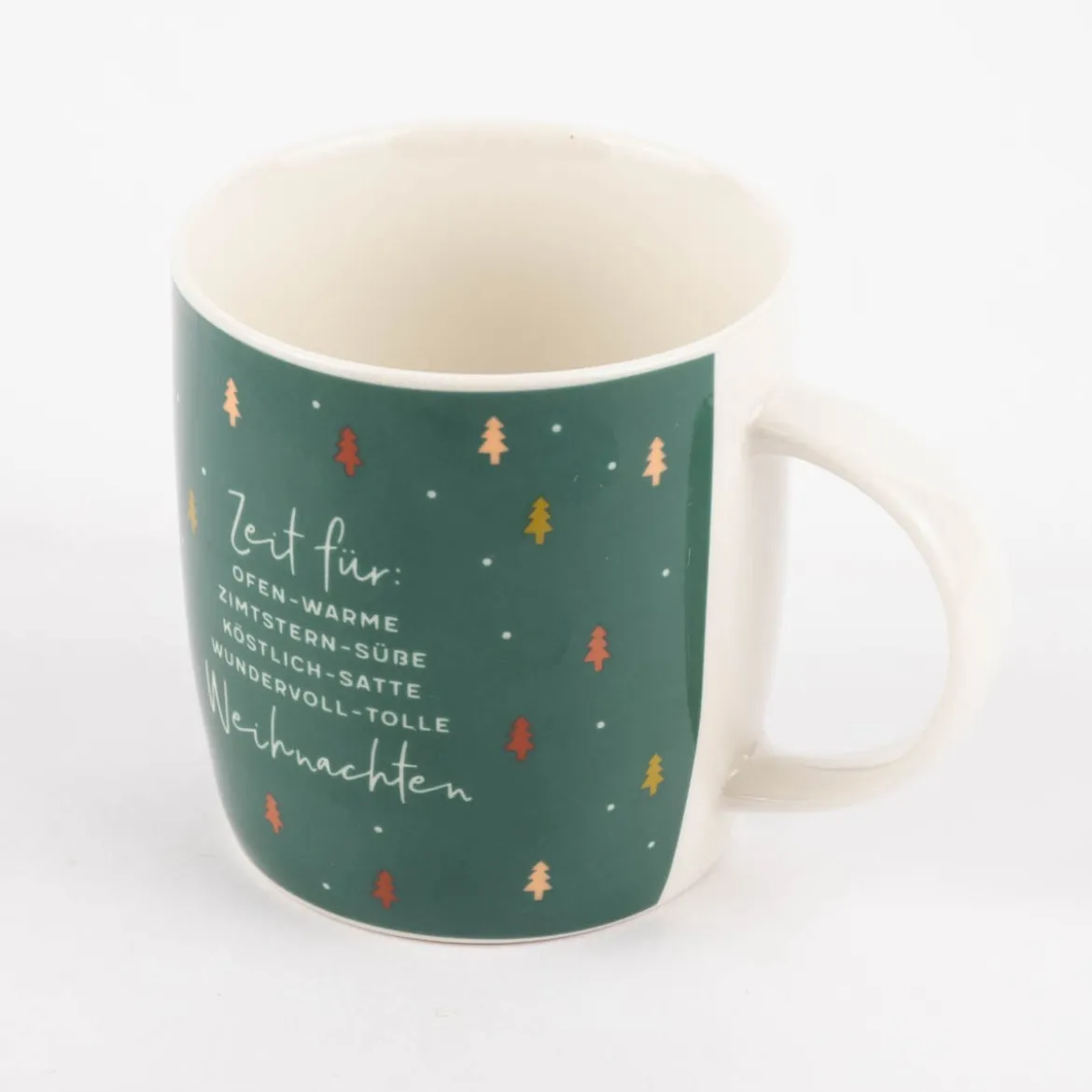 Grafik Werkstatt Tasse Zeit für Weihnachten Tannenbäume dunkelgrün 300ml