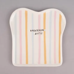 Grafik Werkstatt Toastteller Nachschlag... Bitte! weiß bunt 14,5x15,5cm