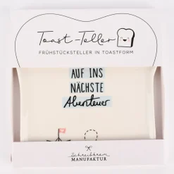 Grafik Werkstatt Toastteller AUF INS NÄCHSTE Abenteuer weiß 14,5x15,5cm