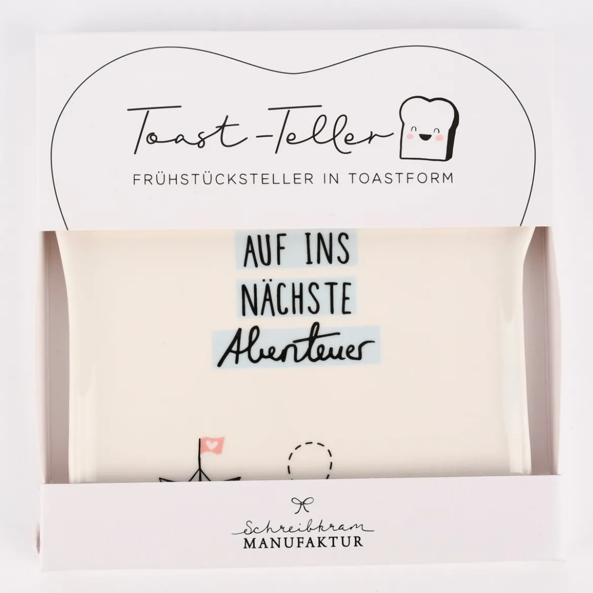 Grafik Werkstatt Toastteller AUF INS NÄCHSTE Abenteuer weiß 14,5x15,5cm