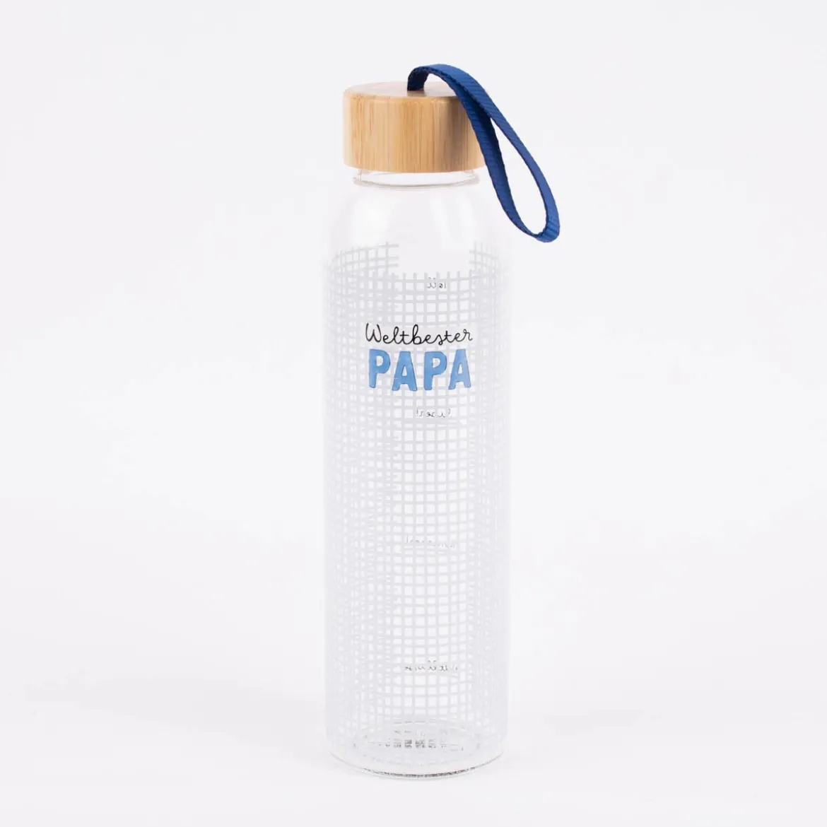 Grafik Werkstatt Trinkflasche aus Glas Weltbester Papa kariert 550ml