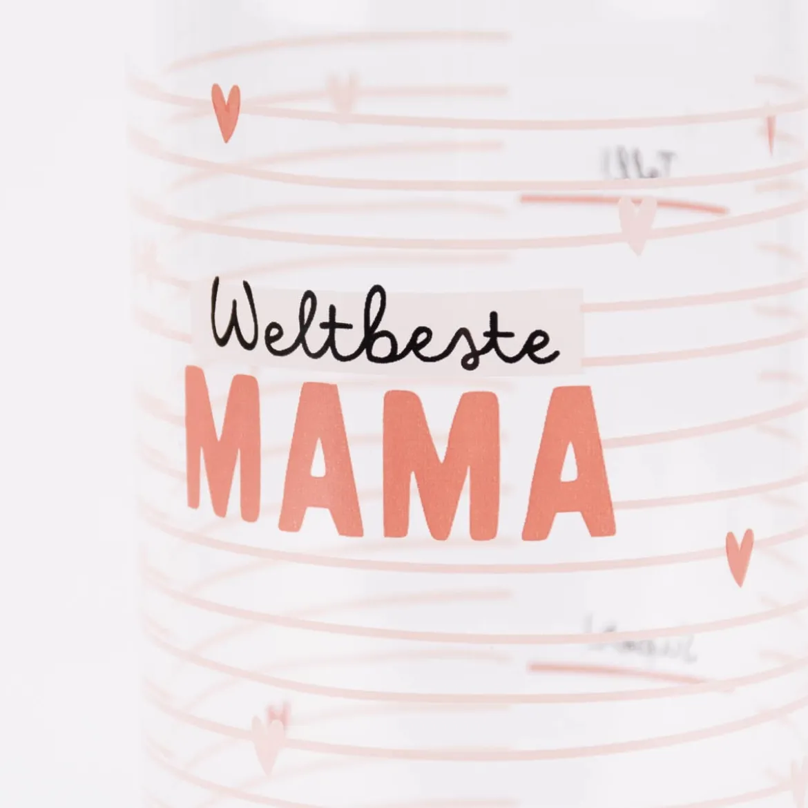 Grafik Werkstatt Trinkflasche aus Glas Weltbeste Mama Streifen Herzen 550ml