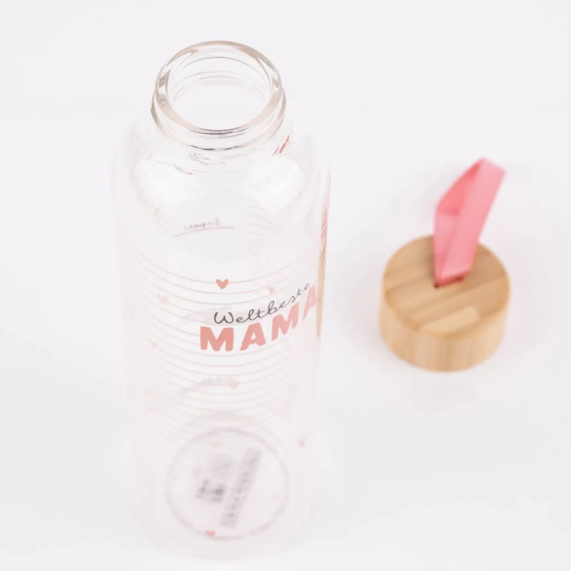 Grafik Werkstatt Trinkflasche aus Glas Weltbeste Mama Streifen Herzen 550ml