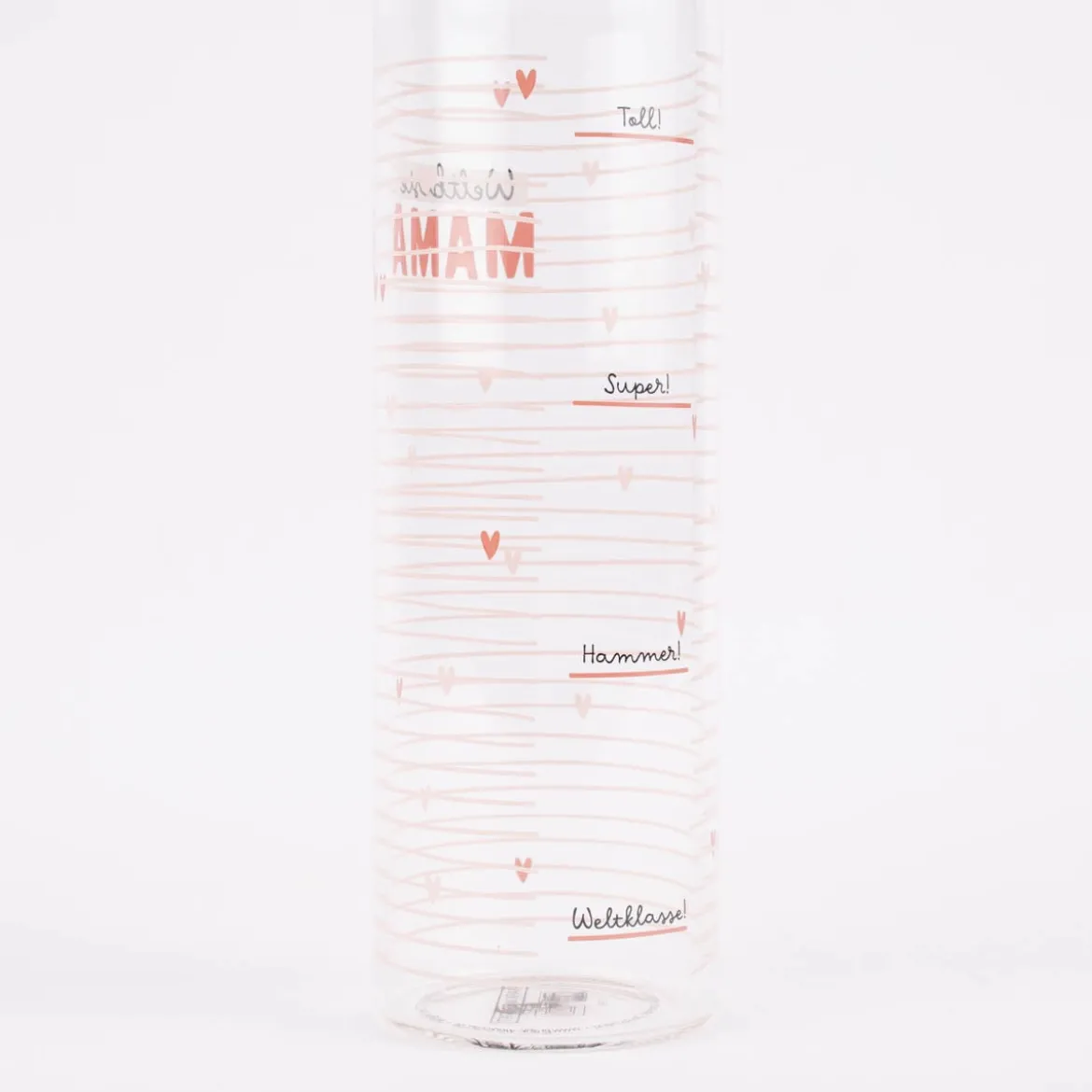 Grafik Werkstatt Trinkflasche aus Glas Weltbeste Mama Streifen Herzen 550ml