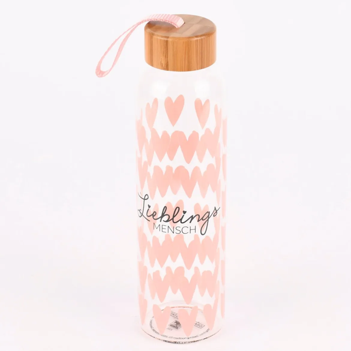 Grafik Werkstatt Trinkflasche aus Glas Lieblingsmensch Herzen 550ml