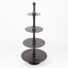 Große Etagere rund Metall Strukturoberfläche 4stufig Aluminium schwarz 55x123cm