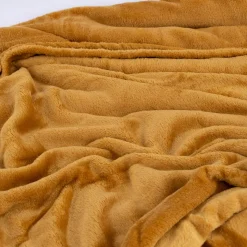 Große Kuscheldecke aus Microfaser einfarbig camel braun 180x220cm