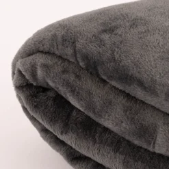 Große Kuscheldecke aus Microfaser einfarbig anthrazit grau 180x220cm