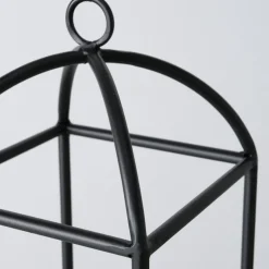 Großes Windlicht aus Metall mit Glaszylinder schwarz 15x15x55cm