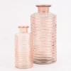 Große Vase zylinderförmig mit Rillenprägung u. schmalem Hals Glas klar rosa 14,5x31cm