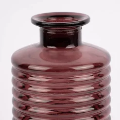 Große Vase zylinderförmig mit Rillenprägung u. schmalem Hals Glas klar violett 14,5x31cm