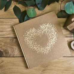 Gästebuch Blumenherz blanko Papier braun goldfarbig 22 Seiten 20,5x20,5cm
