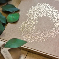 Gästebuch Blumenherz blanko Papier braun goldfarbig 22 Seiten 20,5x20,5cm