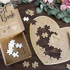 Gästebuch Puzzle Herzform Papier natur gold 45x35,5cm