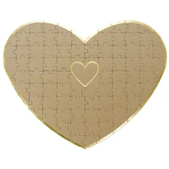 Gästebuch Puzzle Herzform Papier natur gold 45x35,5cm